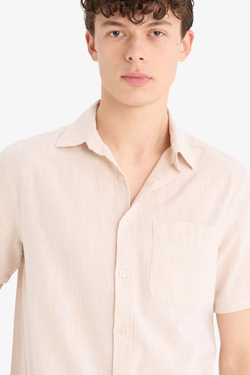 DeFacto Beige Man Regular Fit Polo Collar Cotton Shirt Casual - Image 4